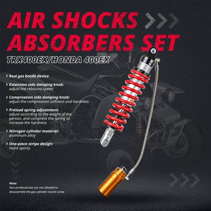 Solidspare 15.5"(395mm) Rear Air Shock Absorber Stage 3 Adjustable for Yamaha YFZ450 10-13