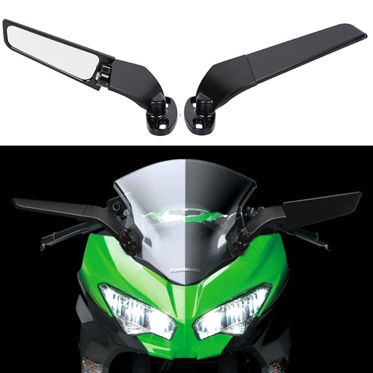 Solidspare Upgrade Adjustable Rearview Wind Wing Mirrors For Kawasaki NINJA ZX6R 2001-2004