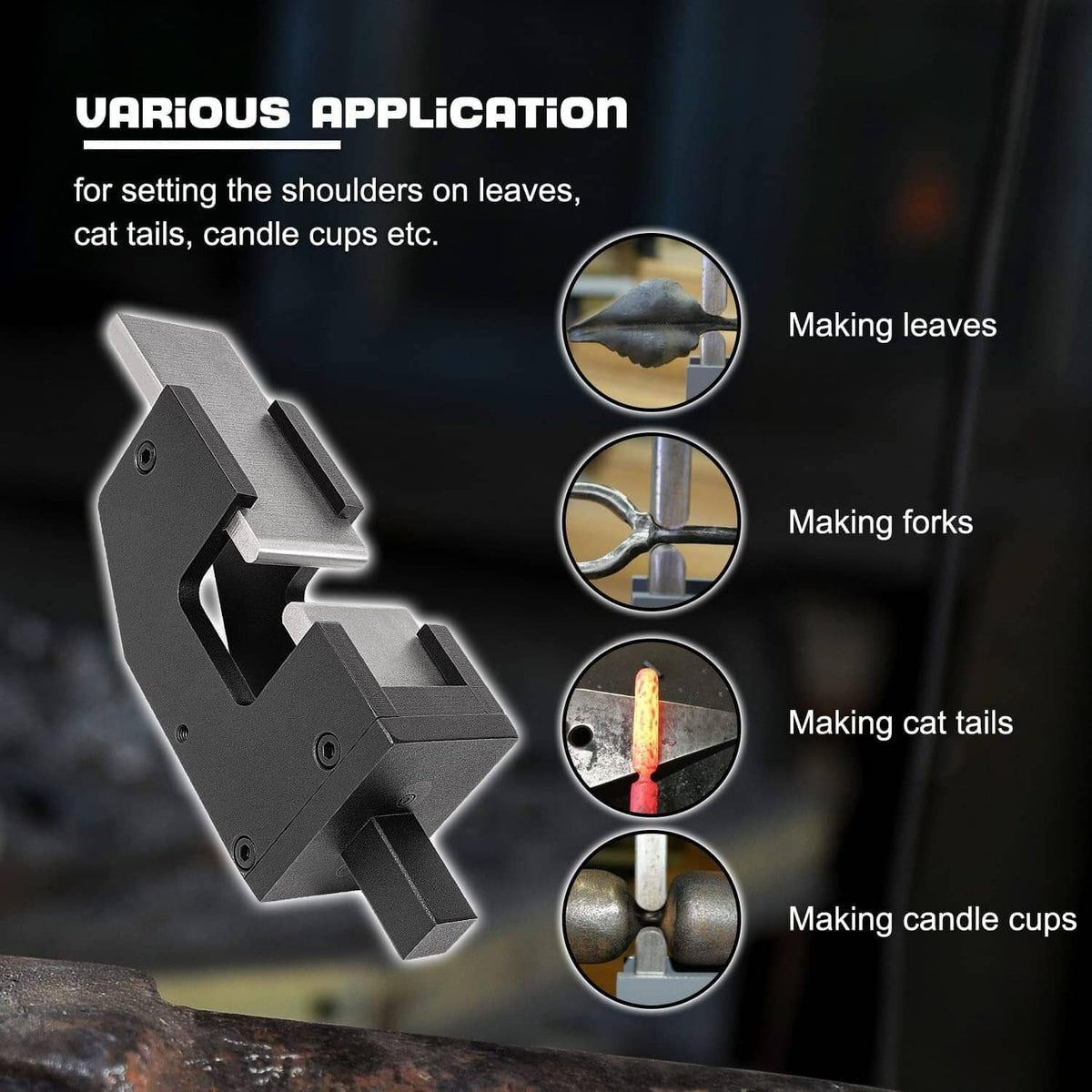 Solidspare 5Pcs Blacksmith G2 Guillotine Tool, Blacksmith Slash Fullering Tool w/Flat Dies