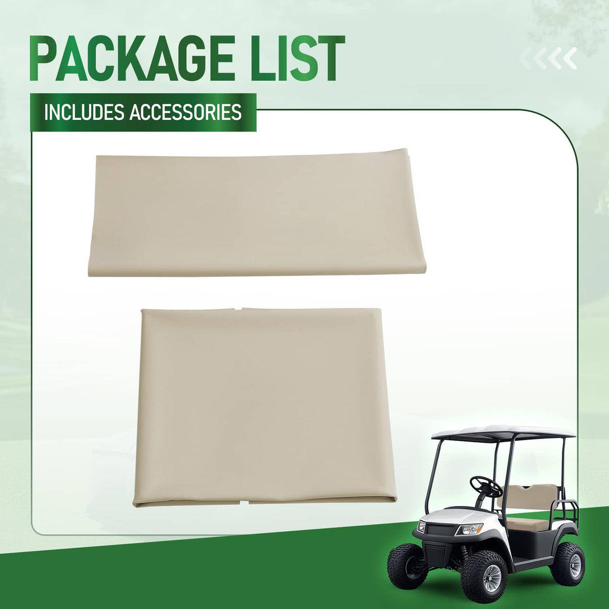 Solidspare Tan Golf Cart Front Seat Cushion Cover + Seat Back Cover For EZGO RXV 2008-Up