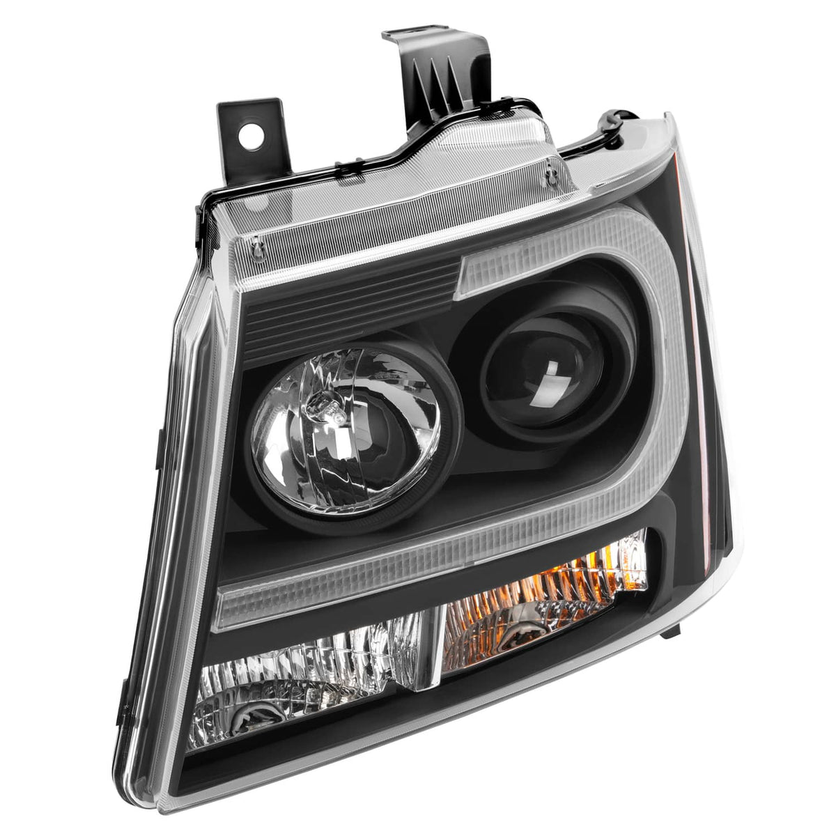 Solid Spare For 2007-14 Chevy Tahoe Suburban Avalanche LED DRL Projector Headlights Assembly
