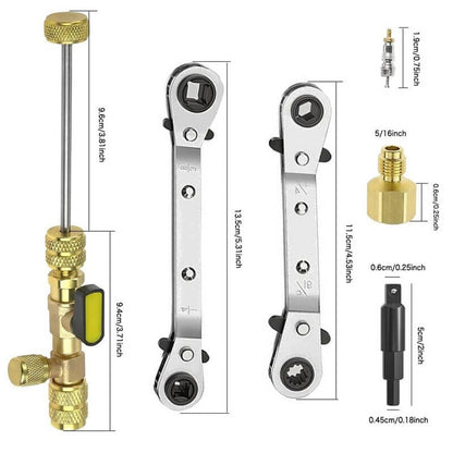 Solidspare Valve Core Remover Installer Tool & HVAC Service Wrench with Hex Bit Adapter Kit