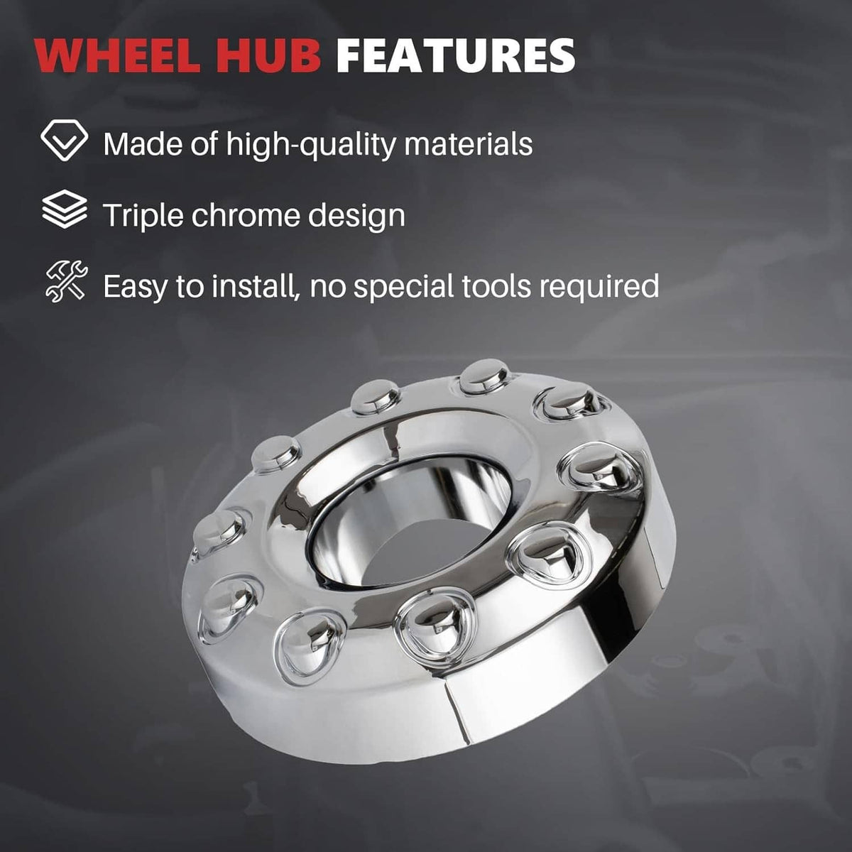 Solidspare 2Pcs Wheel Center Hub Caps Dually 10 Lug For 2005-2017 Ford F450 F550 Super Duty