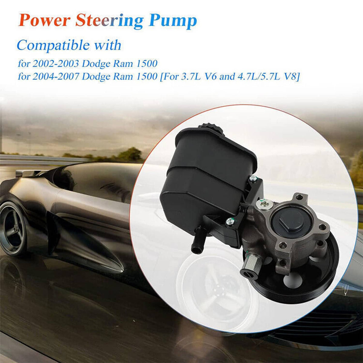 Solidspare New Power Steering Pump w/ Reservoir & Pulley For 04-07 Dodge Ram 1500 3.7L 4.7L