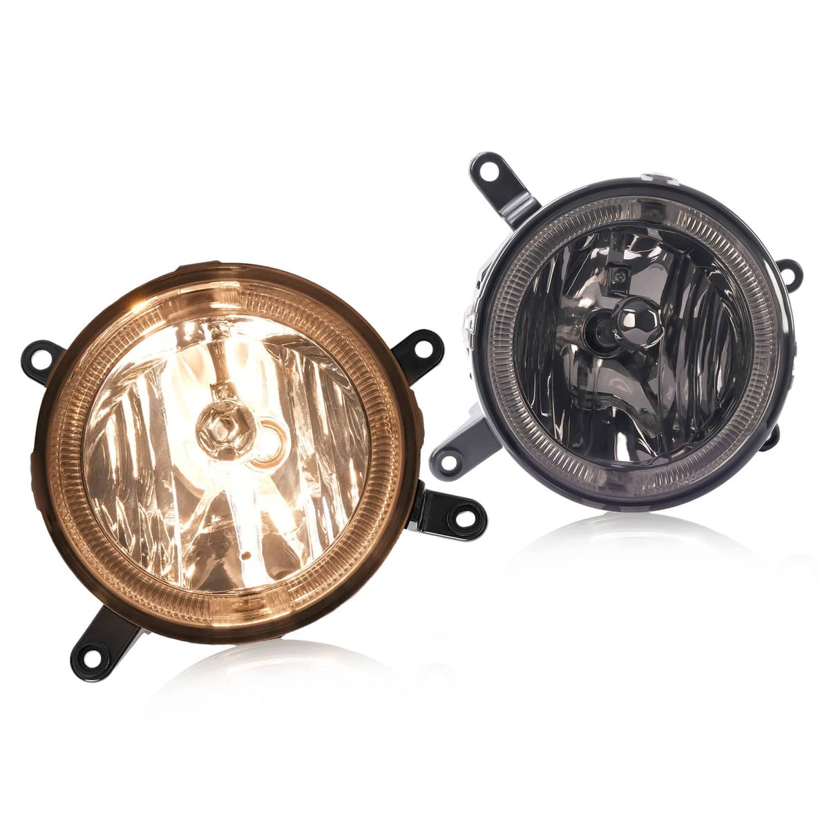 Solid Spare Fog Lights LED Halo Running Light Smoke Lens For Ford Mustang GT 2005-2009 RH&LH