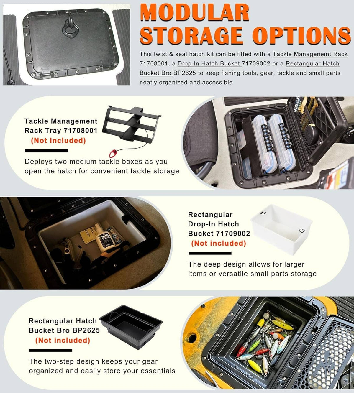 Solid Spare 71707003 Rectangular Twist and Seal Hatch Kit for Hobie Pro Angler Kayaks 2013+