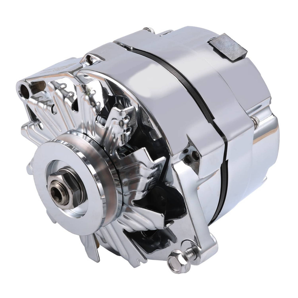 Solidspare Chrome Alternator For SBC BBC Chevy GM 1 Wire Street Rod-High Output ADR0335-C