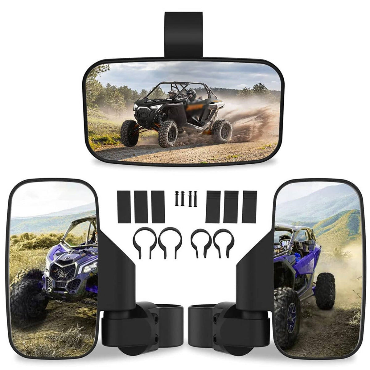 Solidspare For 1.75"-2" Polaris RZR Zforce Commander Maverick X3 UTV Side & Center Mirrors