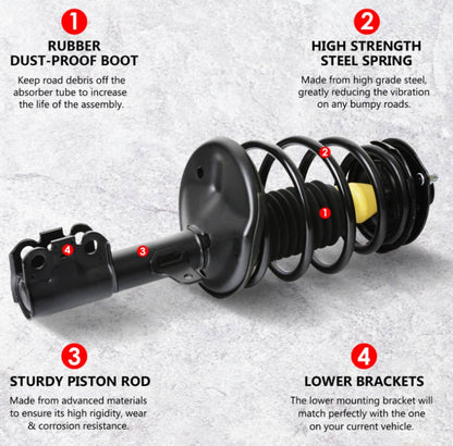 Solidspare 4x Front and Rear Shock Struts Assembly w/Coil Spring for Toyota Camry 2007-2011