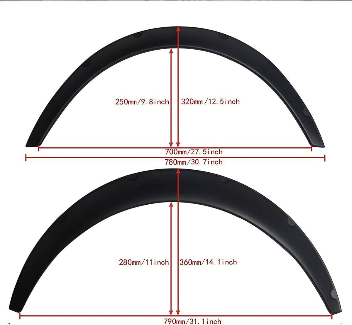 Solidspare 4x Fender Flares Polyurethane Wide Car Wheel Arches Body Kit Universal Balck