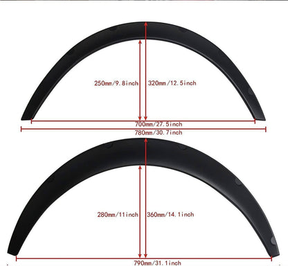 Solidspare 4x Fender Flares Polyurethane Wide Car Wheel Arches Body Kit Universal Balck