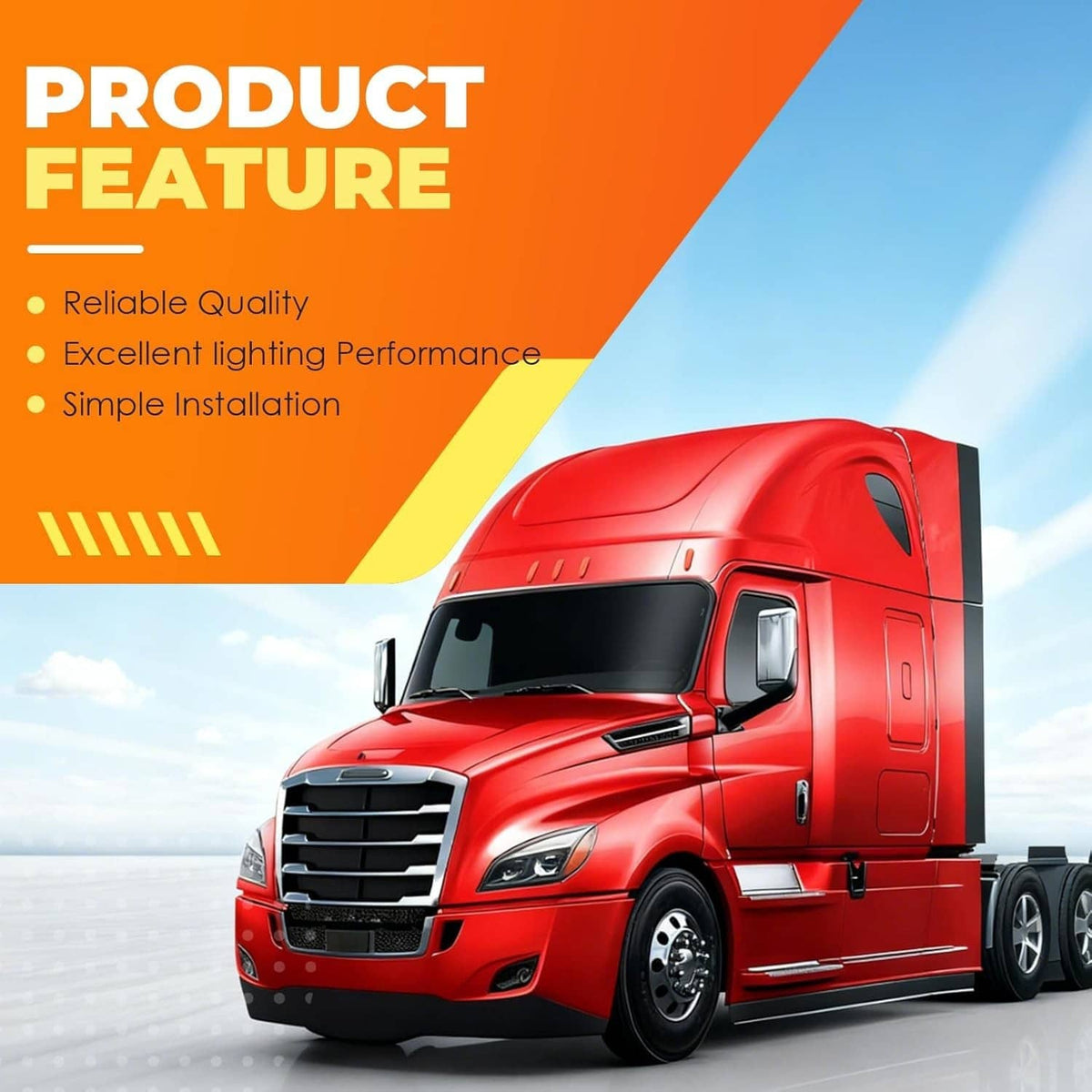 Solidspare Left & Right Full LED Headlights Headlamps For 2018-2022 Freightliner Cascadia