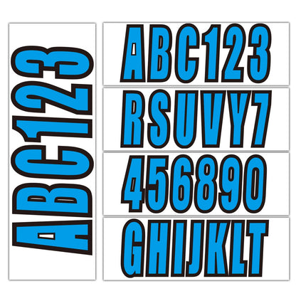 Solid Spare Boat letters and numbers registration stickers 4 Sets of A-Z & 0-9 Blue