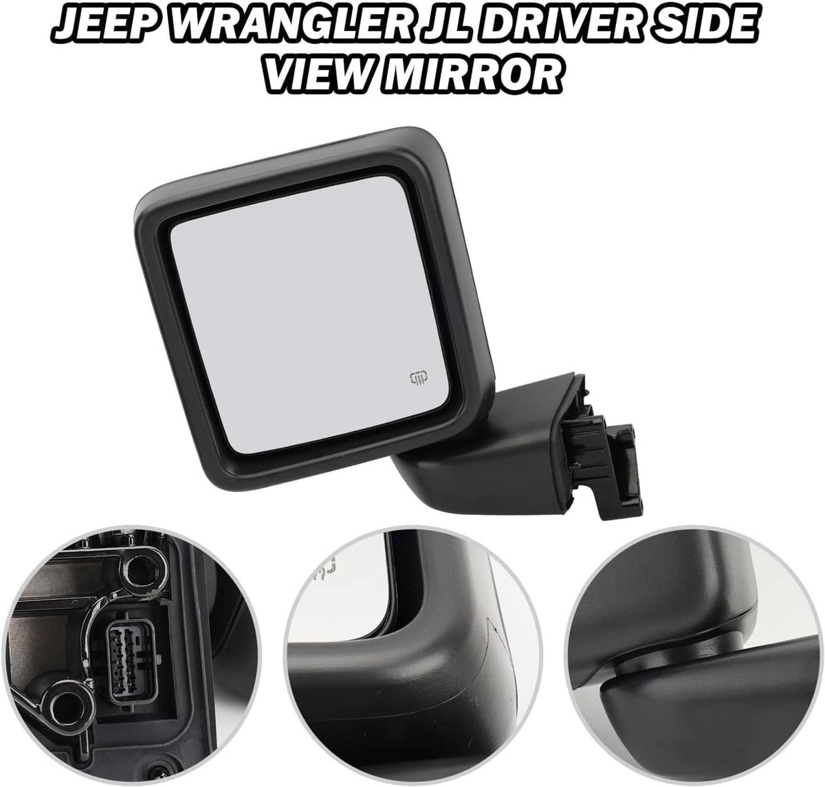 Solidspare Left Driver Side Power Heated Mirror Rear For 2018-2024 Jeep Wrangler Gladiator