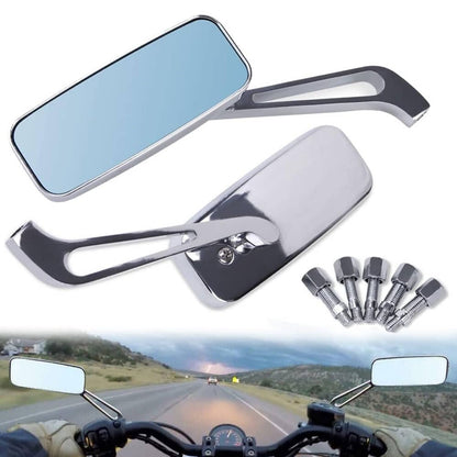 Solidspare Motorcycle Rearview Side Mirror Chrome for Harley Honda Kawasaki Suzuki Yamaha