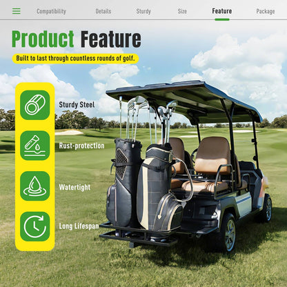 Solidspare Golf Bag Holder Rear Seat Attachment Rack For Club Car EZGO Yamaha Golf Cart