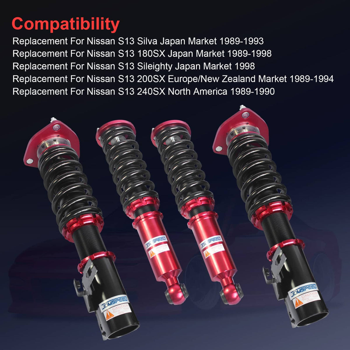 Solidspare Coilovers Suspension Struts For 1989-1994 Nissan 240SX S13 Struts Adj Height