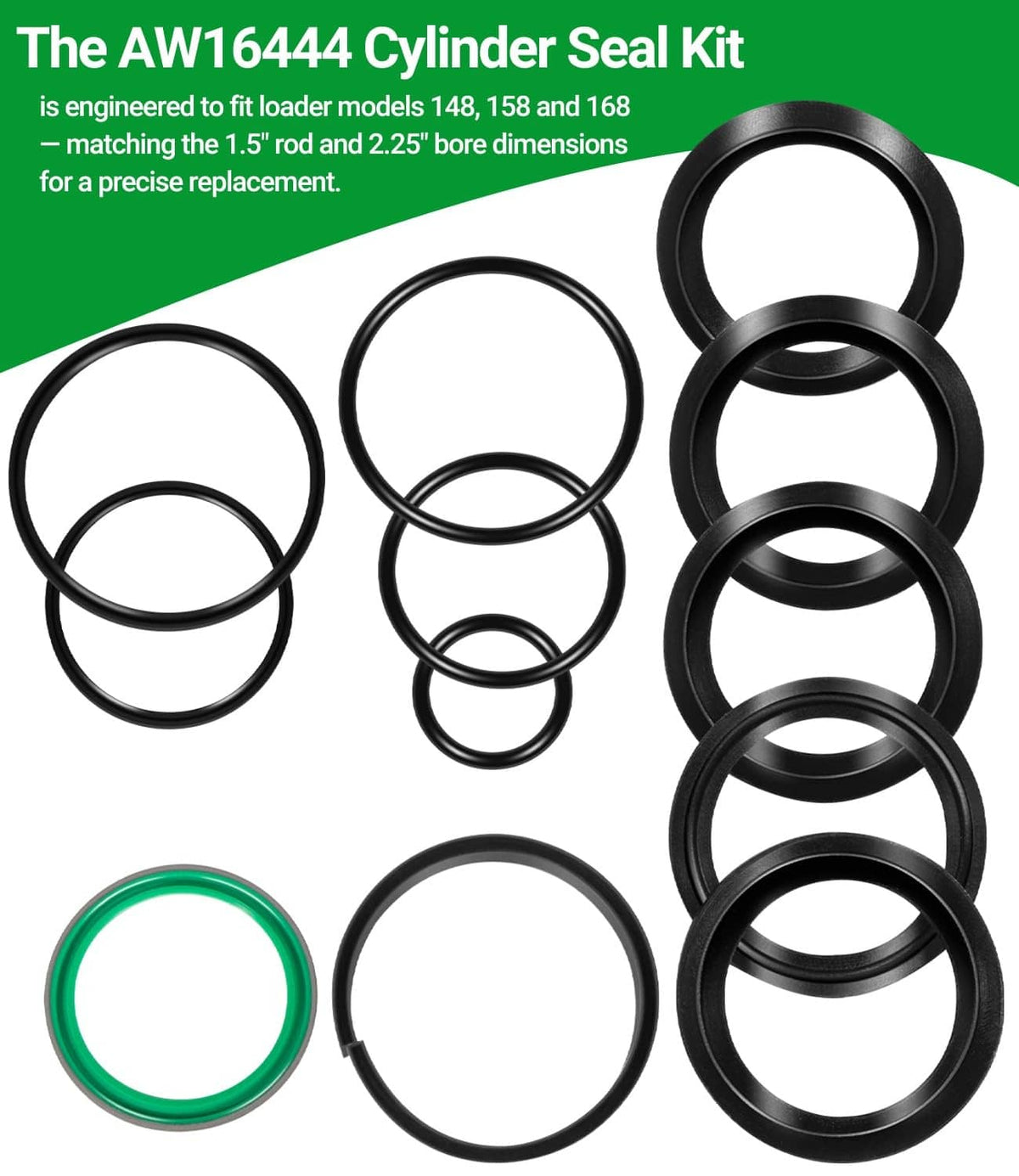 Solid Spare AW16444 Hydraulic Cylinder Seal Kit for John Deere Loader Models 145 146 148 158