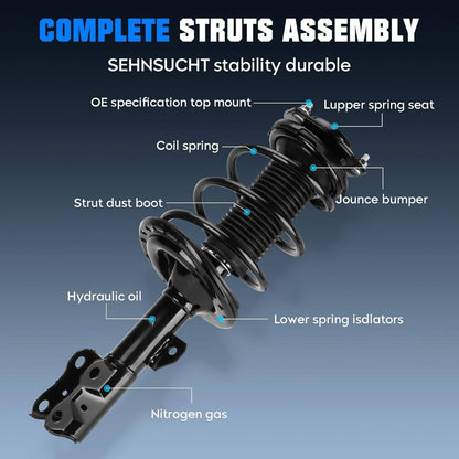 Solidspare 2x Front Complete Struts Shocks Absorbers For 12-17 Toyota Camry SE XSE 1333375