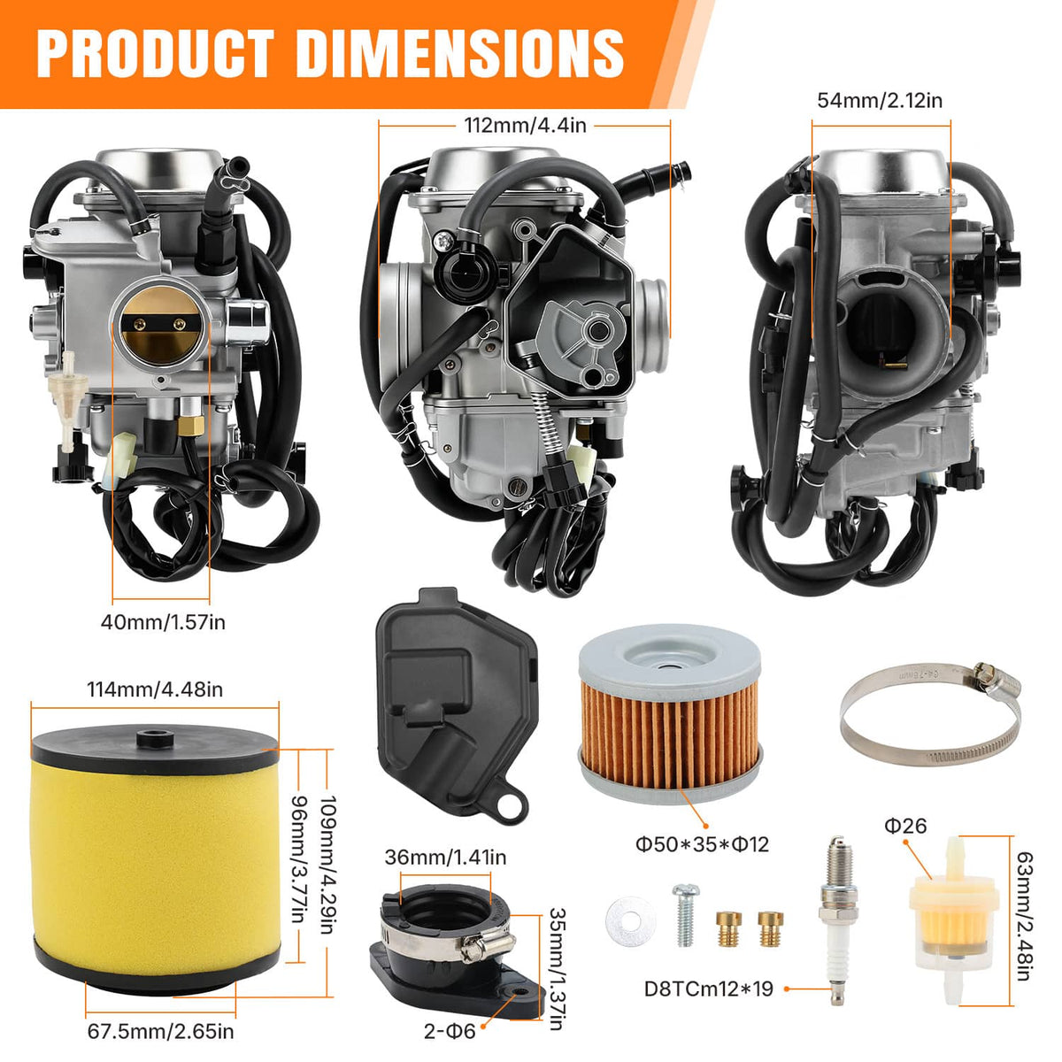 Solidspare Carburetor Fiter Intake Manifold for 00-06 Honda Rancher 350 TRX350 FE FM TE TM