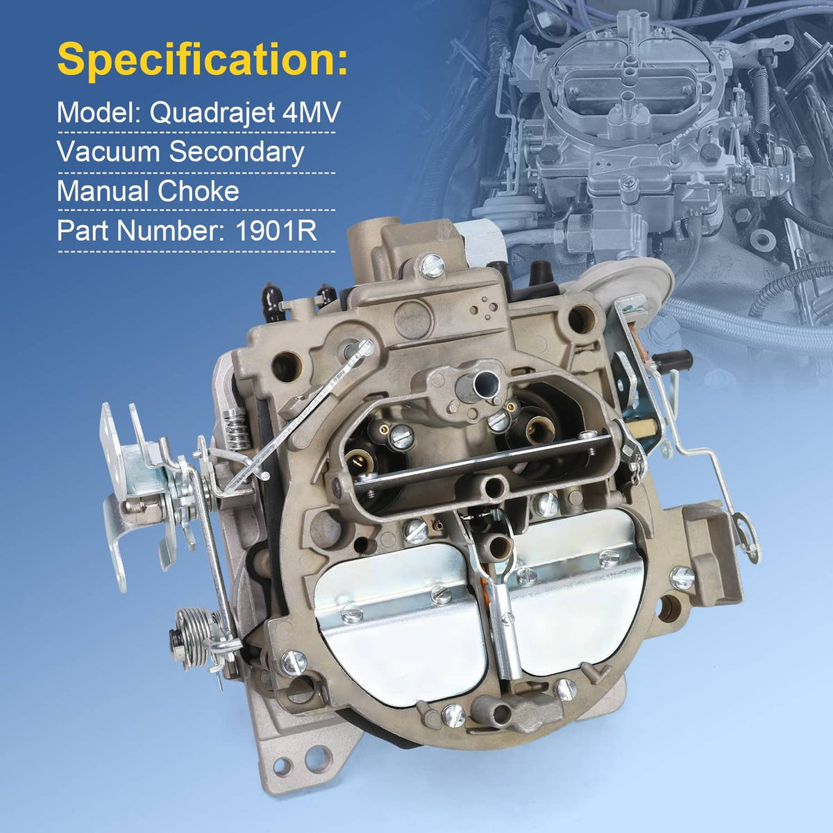 Solidspare Carburetor For Quadrajet 4MV 4 Barrel Chevrolet Engines 327 350 427 454 Carb