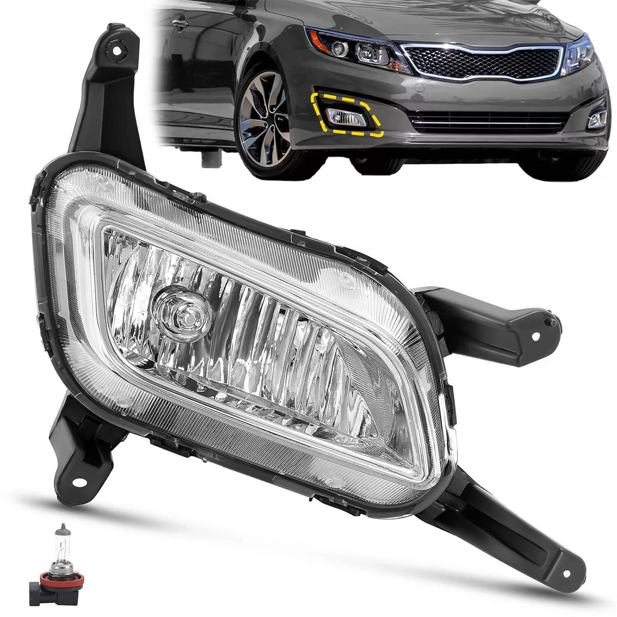Solid Spare For Kia Optima 2014 2015 Front Bumper Fog Light Lamp W/Bulb Right Passenger Side