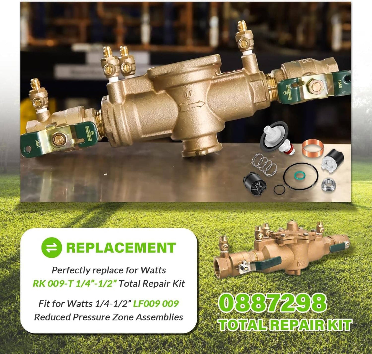 Solidspare for Watts 0887298 RK009 1/4"-1/2" Total Relief Reduced Pressure Zone Repair Kit