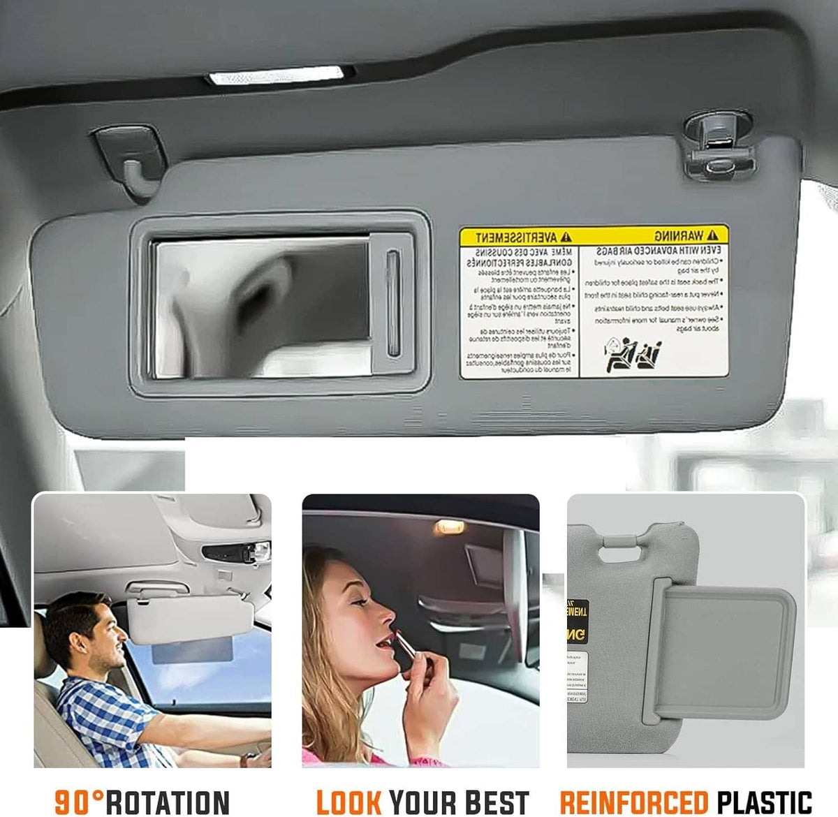 Solidspare 2Pcs Sun Visor LH Driver & RH Passenger Side For 2005-2015 Toyota Tacoma Gray