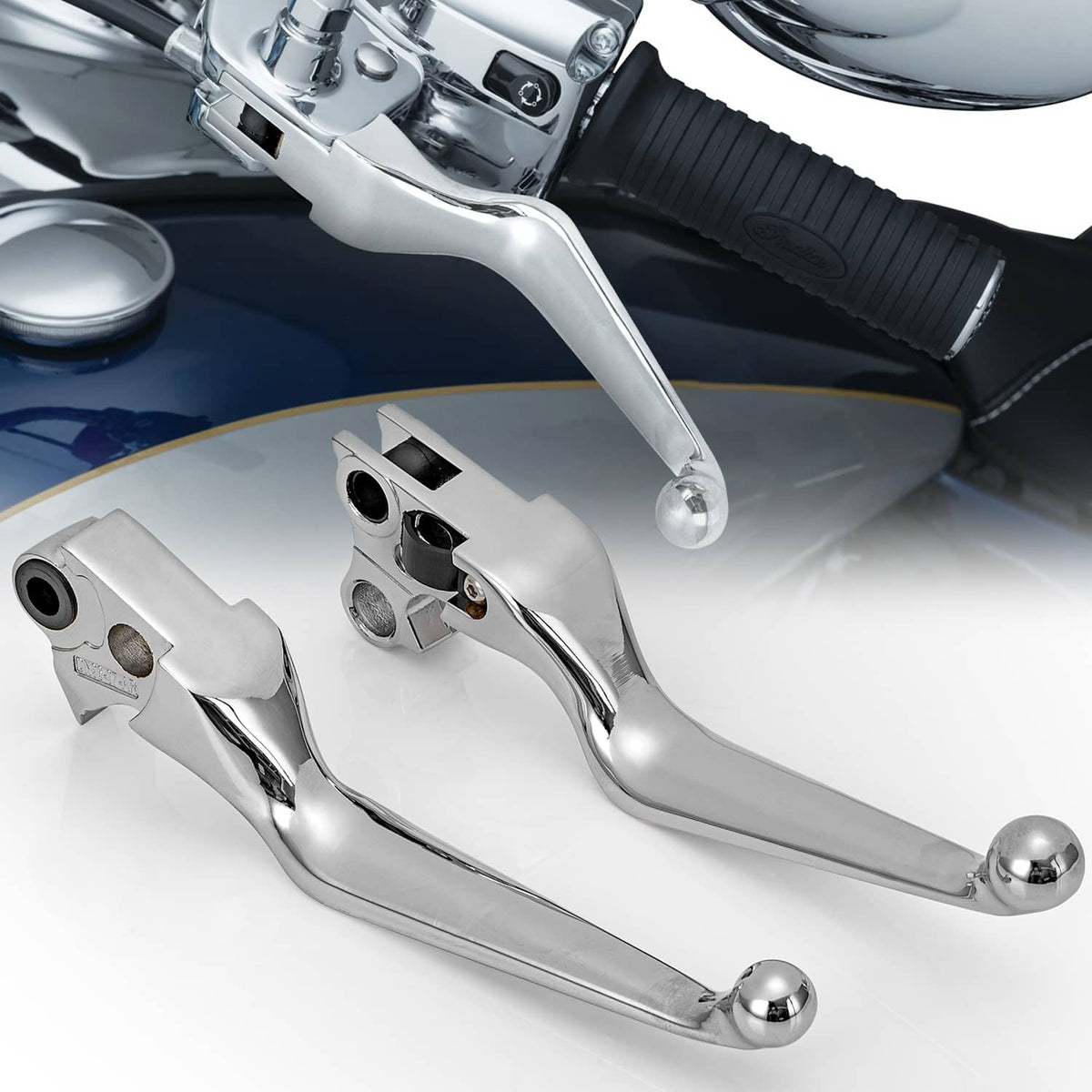 Solidspare Chrome Wide Hand Levers for Harley Sportster Softail Dyna Street Glide Road King