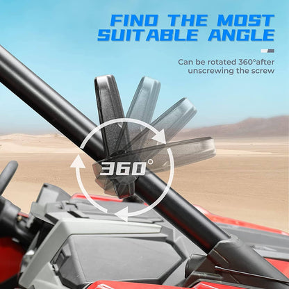 Solidspare UTV ATV 1.75"-2" Rearview Side View Mirrors 360° For Kubota RTV900 X900 X1100C
