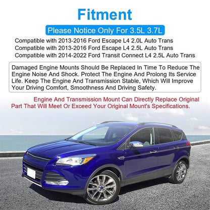 Solidspare New For 2013-2022 Ford Escape 3Pcs Engine Motor & Transmission Mount Set A5631