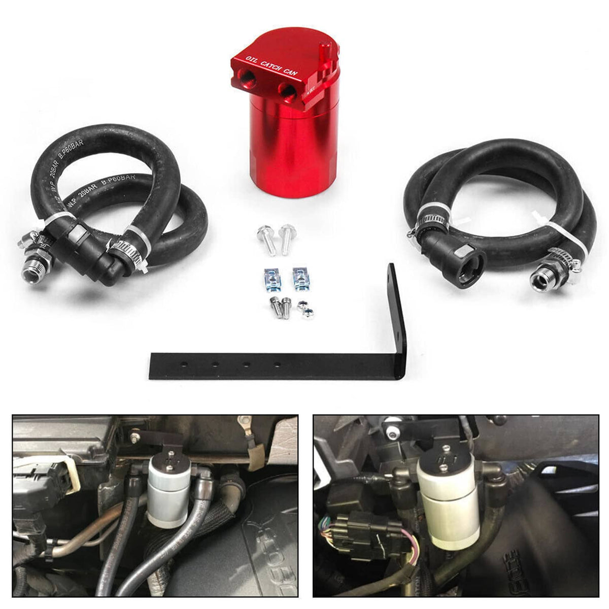 Solidspare Oil Catch Can Oil Separator for 2011-2021 Ford F150 5.0L & Raptor 2.7L 3.5L Red