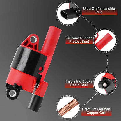 Solidspare High Performance UF414 Ignition Coil+Spark Plug+Wire For Chevy GMC 5.3L 6.2L V8