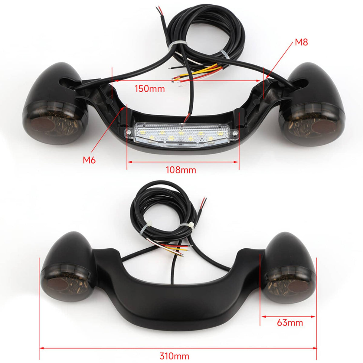 Solidspare Rear Bullet Brake LED Light Bar Turn Signals For Harley Road King Street Glide