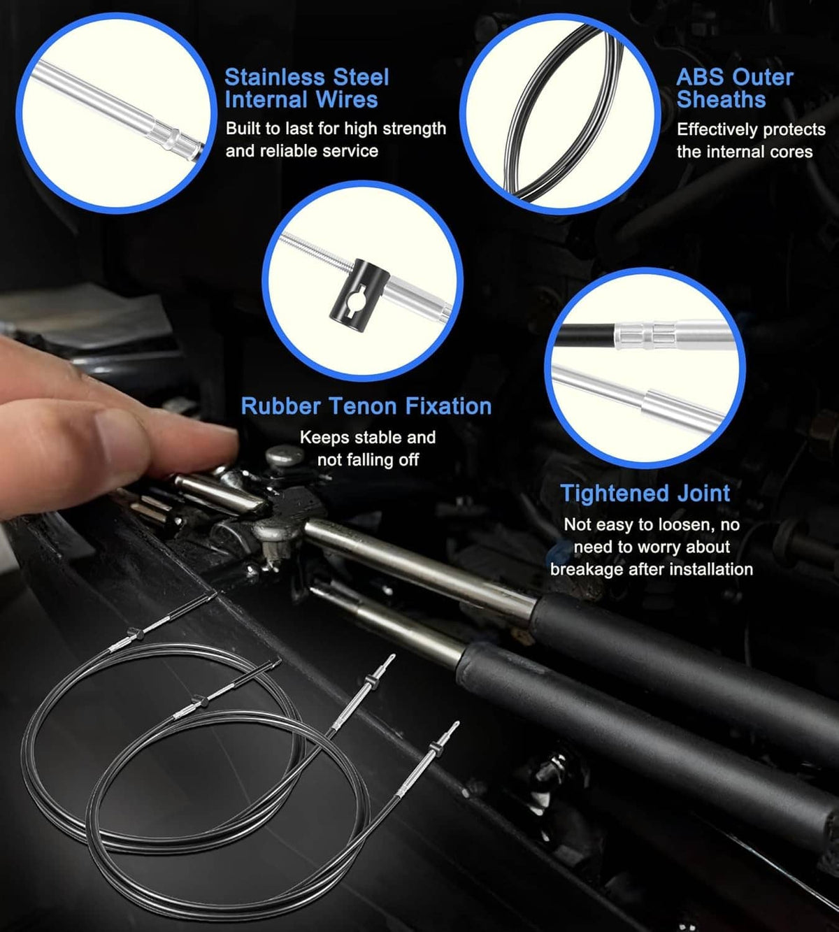 Solid Spare 15ft Gen1 Boat Throttle&Shift Cables for Mercury Outboard 600A Series Controller