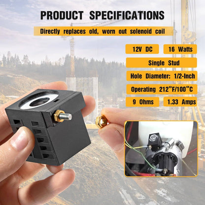Solid Spare SPX Fenner Stone Deltrol EF-1082 10196-61 Solenoid Coil 12V DC 16W Single Stud