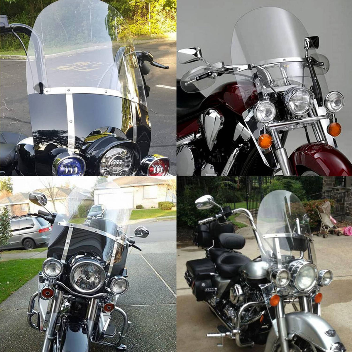 Solidspare For Harley Road King FLHR 1994-2024 Detachable Front Windshield Clear Acrylic