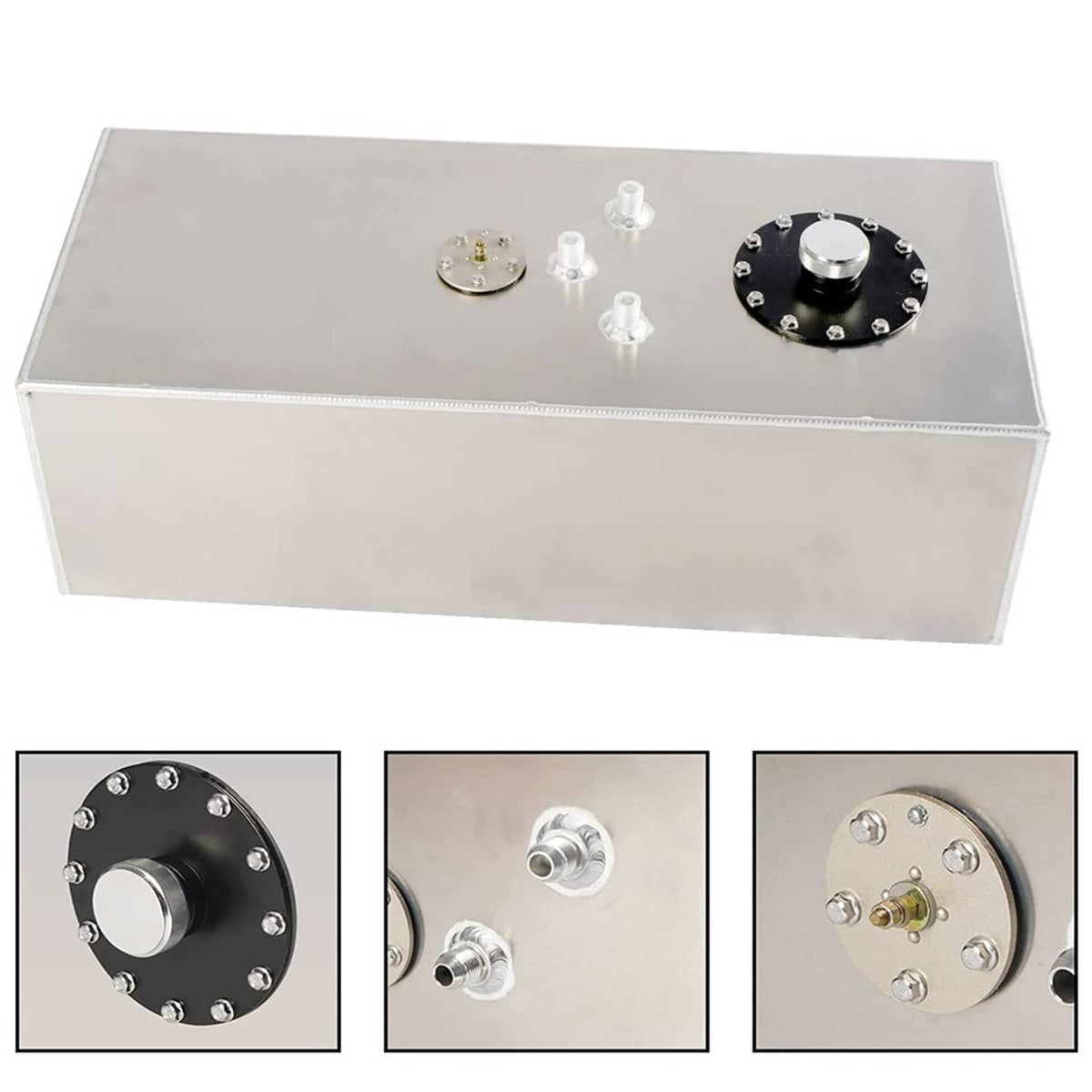 Solidspare 15 Gallon Aluminum Racing Drift Fuel Cell Gas Tank w/ Cap & Level Sender Sliver