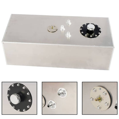 Solidspare 15 Gallon Aluminum Racing Drift Fuel Cell Gas Tank w/ Cap & Level Sender Sliver