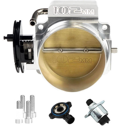 Solidspare Aluminum 102mm 4-Bolt Throttle Body & TPS IAC For GM Gen III LS1 LS2 LS6 LS7 LSX