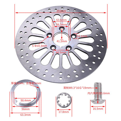 Solidspare 11.5" Rear Brake Rotor Disc for Harley Touring Road King Electra Glide