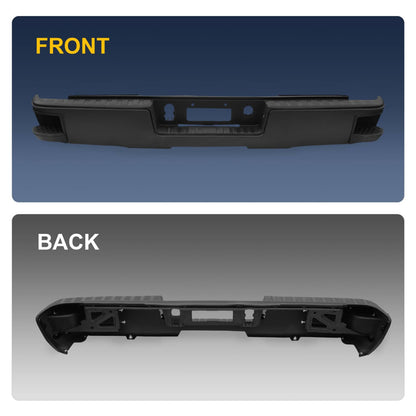Solidspare Black Rear Step Bumper without Sensor Hole For 14-18 Chevy Silverado Sierra 1500