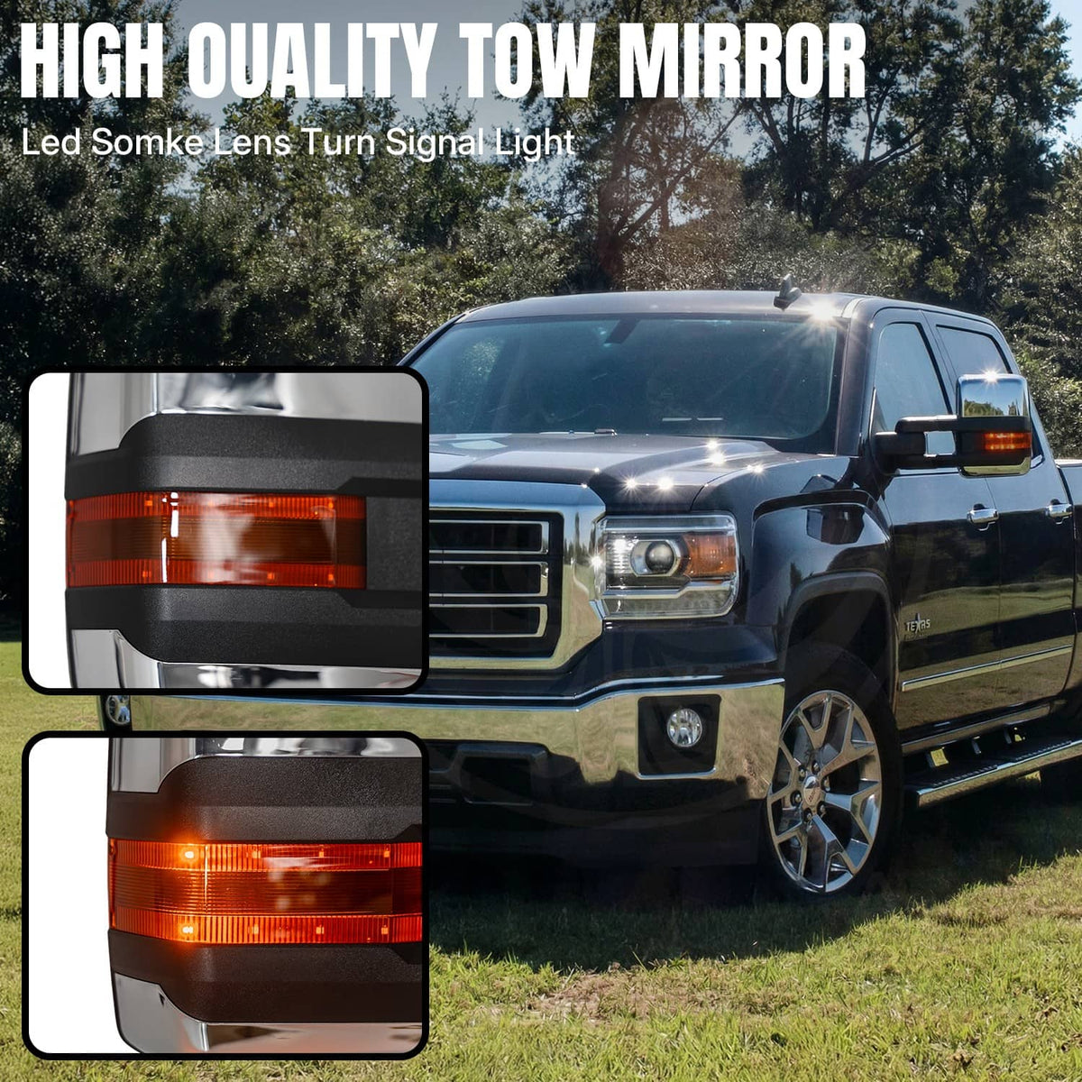 Solidspare Manual Folding Heated Signal LED Tow Mirrors For 2014-2018 Silverado Sierra 1500