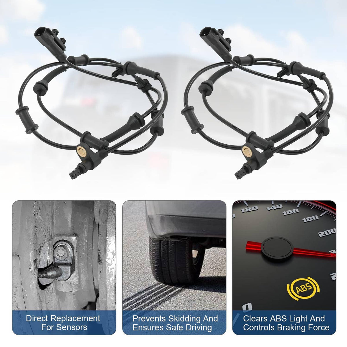 Solidspare ABS Wheel Speed Sensor Set For Dodge Nitro 2007 2010 2011 3.7L 4.0L Front Rear