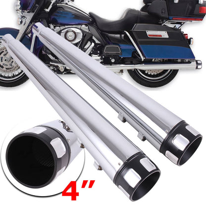 Solidspare Chrome 4" Exhaust Pipes Slip On Muffler for 1995-16 Harley FLHT / FLTR / FLHX US
