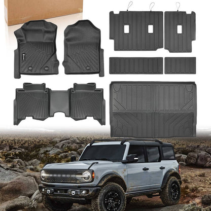 Solidspare Full Set Floor Mats For Ford Bronco 4 Door 2021-2026 TPE All Weather Floor Liner