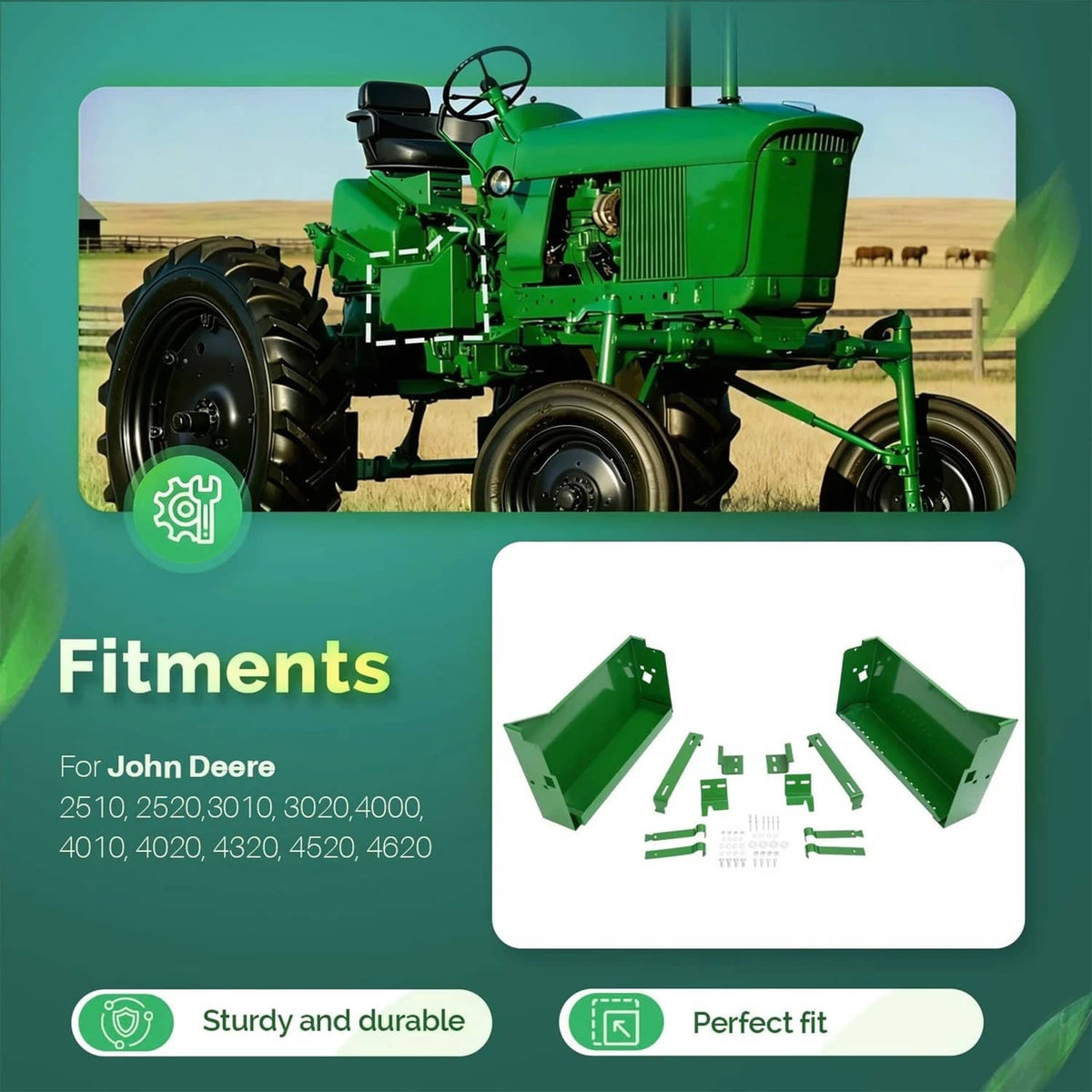 Solidspare LH&RH Battery Box w/ Bracket For John Deere 2510 2520 3010 3020 4320 #AR26617