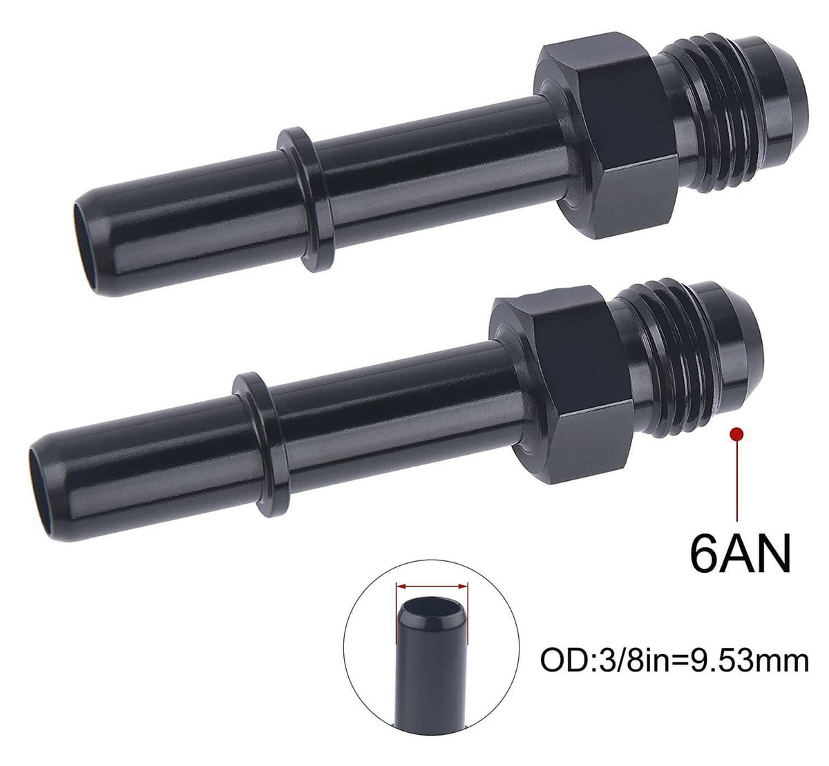Solidspare New 2PCS 6AN Male Flare to 3/8" SAE Quick Connect Male EFI Fuel Fitting Adapter