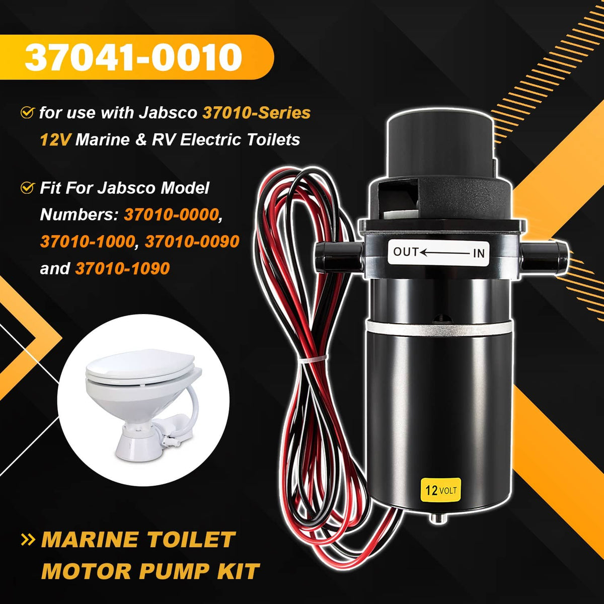 Solidspare Replace for 37041-0010 Marine Electric Toilet Macerator Sub Assembly Kit 12-Volt