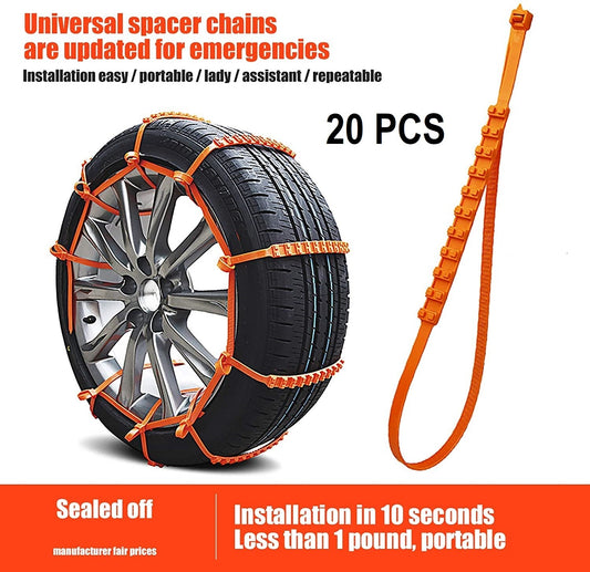 Solid Spare 20 PCS Snow Tire Chain for Car Truck SUV Anti-Skid Emergency Winter Driving